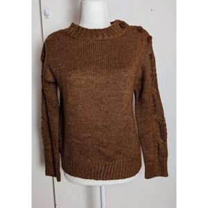 Democracy | Beaded Button Metallic Cable Knit Pullover Crew Neck Sweater Sz S